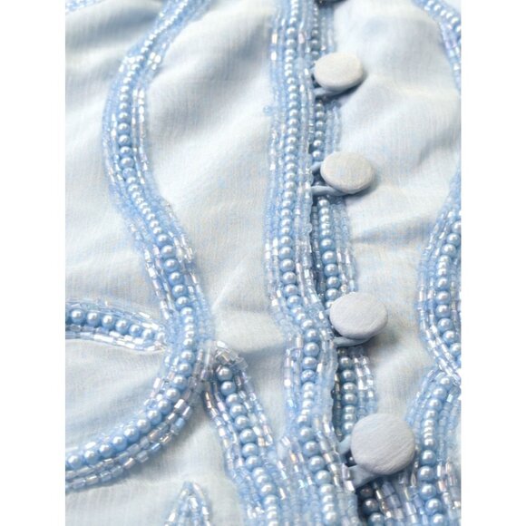 Vintage Mary McFadden Womens Medium Light Blue Silk Beaded Vest New - Picture 3 of 10